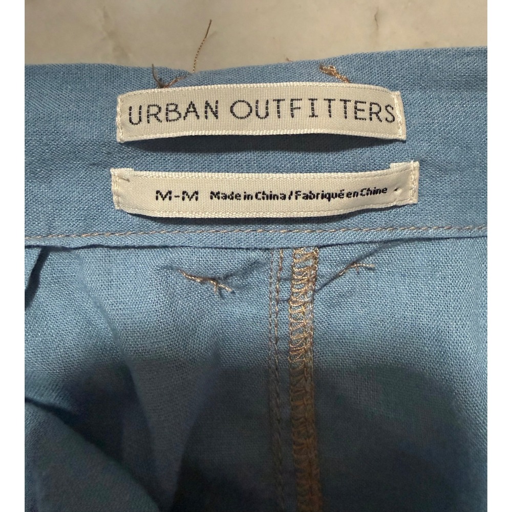 Urban Outfitters Blue Button Front Midi Skirt High Waist Pockets Slit Light Blue - Picture 9 of 13